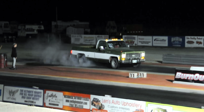 74 Chevy Pickup goes heads up with a 08 GT 500.