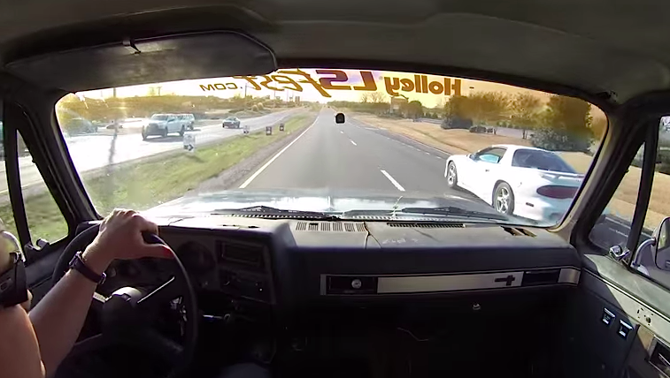 84 Chevy Truck 5.3 LS vs 96 Trans Am LT1 - Street Race Video - C10 Before Heads/Tune Race