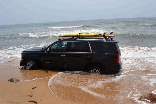 Chevy Tahoe in the Ocean