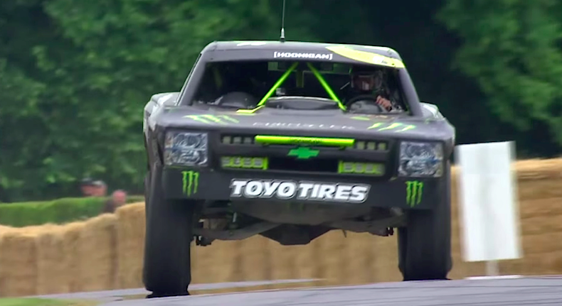 BJ Baldwin gets seriously sideways in his Chevy truck.