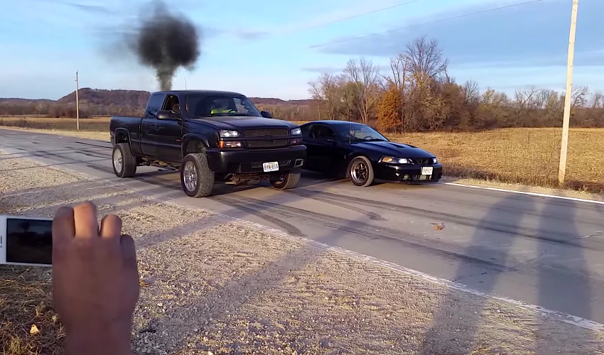 Duramax challenges Cobra to a drag race