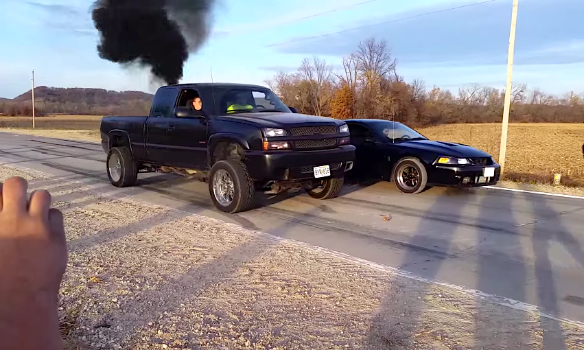 Duramax challenges Cobra to a drag race