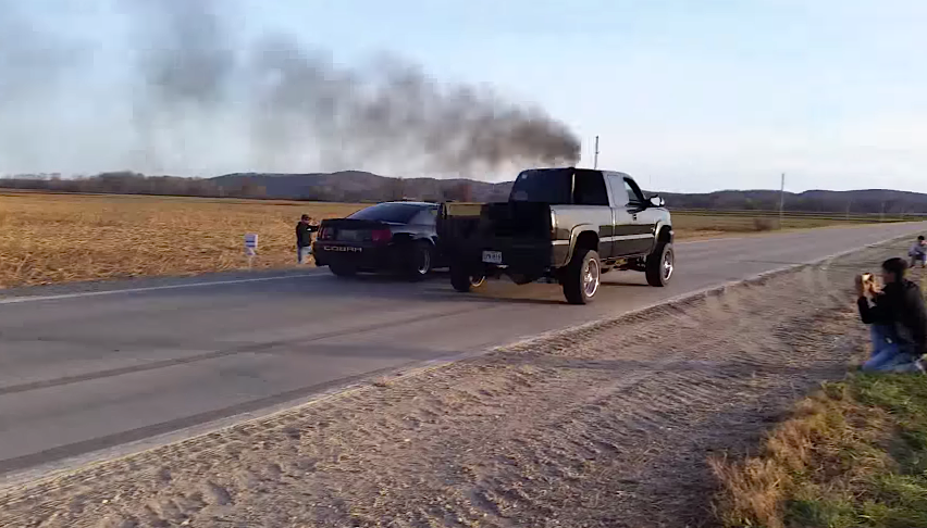 Duramax challenges Cobra to a drag race